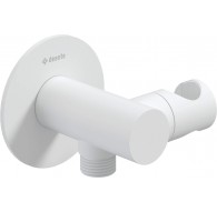 Round angled connector with handset holder