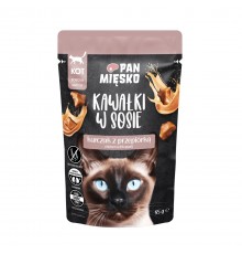 PAN MIĘSKO tükeldatud kana ja vutimunaga kastmes - niiske kassitoit - 85g