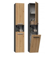 Topeshop NEL III ANT/ART bathroom storage cabinet Graphite, Oak