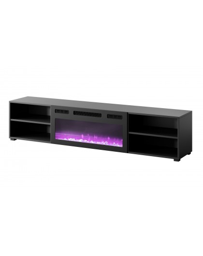RTV cabinet POLO 180x33x39 black + fireplace black