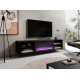 RTV cabinet POLO 180x33x39 black + fireplace black