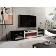 RTV cabinet POLO 180x33x39 black + fireplace white