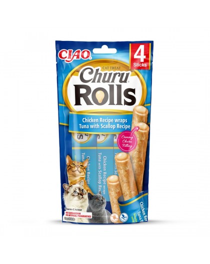 INABA Churu Rolls Chicken recipe wraps Tuna with scallop recipe - cat treats - 4x10 g