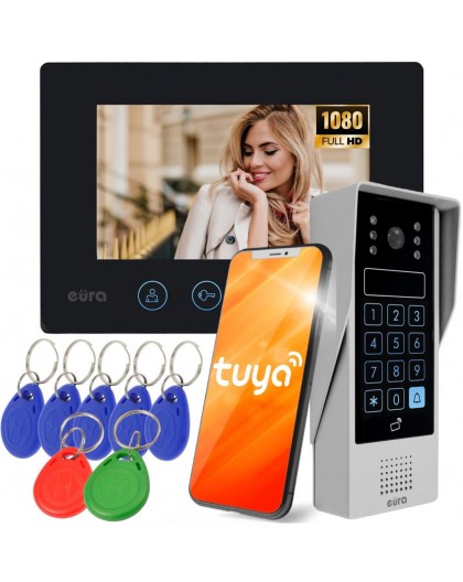 WIDEODOMOFON EURA VDP-90A3 DELTA + czarny monitor TUYA