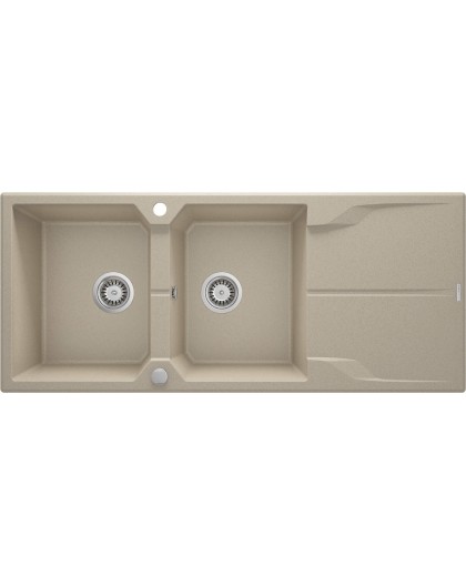 Granite 2-bowl sink with drainer