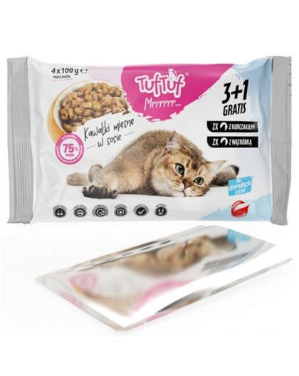 TUF TUF 2x with chicken, 2x with liver - wet cat food - 4x100g