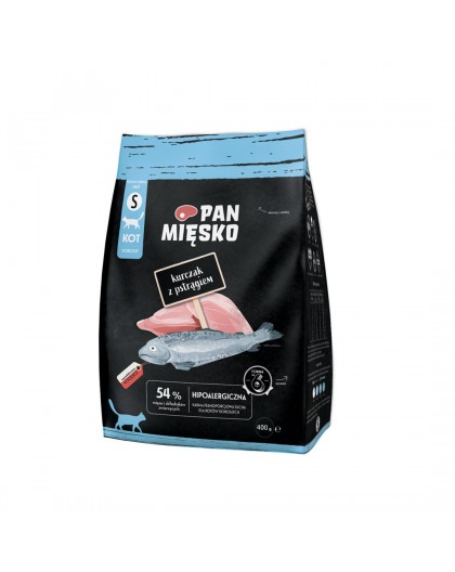 PAN MIĘSKO Chicken with trout S - dry cat food - 400g