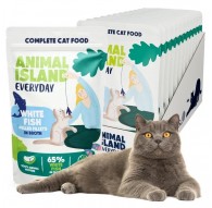 ANIMAL ISLAND Everyday White fish fillets in broth - wet cat food - 12 x 85g
