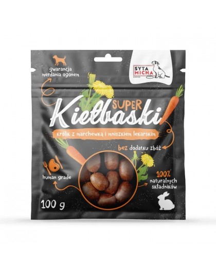 SYTA MICHA Great Sausages with Rabbit, Carrot, and Dandelion - Dog Treat - 100g