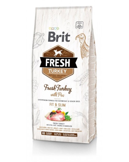 BRIT Fresh Turkey & Pea Fit & Slim - Сухой корм для собак с индейкой и горохом - 12 кг