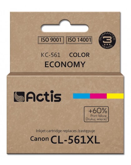Actis KC-561 Ink (replacement for Canon CL-561XL Supreme 18 ml cyan, magenta, yellow). Prints 60% more than OEM.