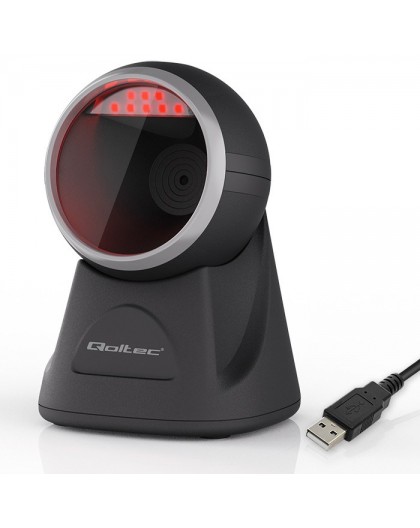 Qoltec Desktop Precision Reader 1D Barcode & QR Scanner | 2D