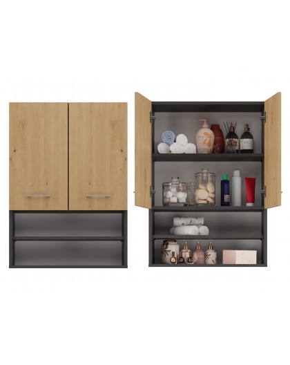 Topshop POLA MINI DK ANT/ART bathroom storage cabinet Graphite, Oak