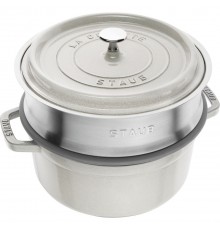 Round cast iron pot with Staub insert - 3.8 ltr, White truffle
