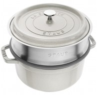 Round cast iron pot with Staub insert - 3.8 ltr, White truffle