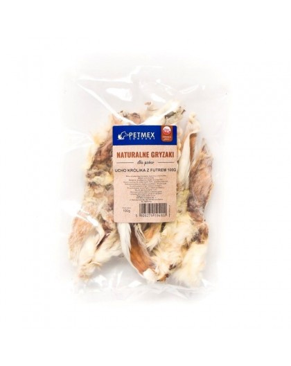 PETMEX dog chew Rabbit ear with fur 100g