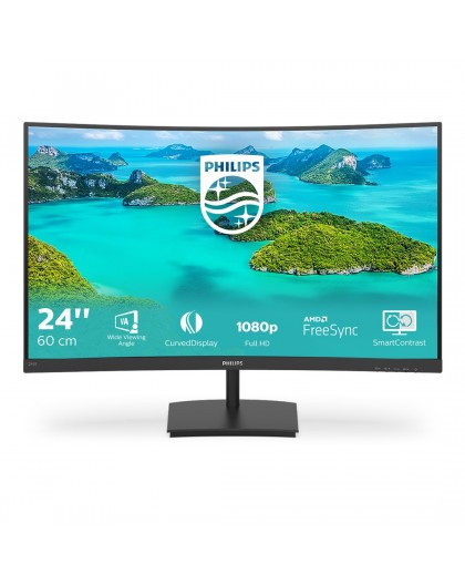 Philips E Line 241E1SCA/00 computer monitor 59.9 cm (23.6") 1920 x 1080 pixels Full HD LCD Black