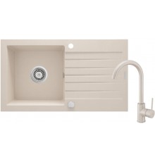 Granite sink with 1-bowl faucet with drainer