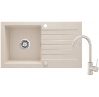 Granite sink with 1-bowl faucet with drainer