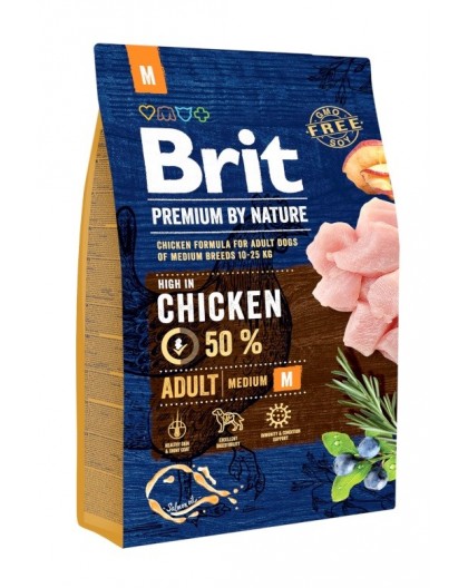 BRIT Premium by Nature Adult M Chicken - dry dog food - 3 kg
