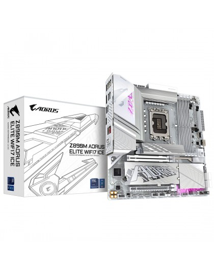 GIGABYTE Z890M AORUS ELITE WIFI7 ICE Motherboard - Supports Intel Core Ultra (Series 2) CPUs, 12+1+2 phases VRM, up to 8800MHz D