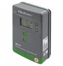 Qoltec Solar MPPT Charge Controller with Temperature Sensor 20A |12V/24V | LCD | 2 x USB