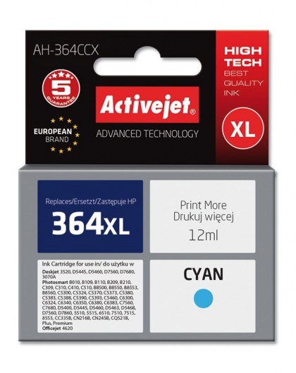 Activejet AH-364CCX Ink (replacement for HP 364XL CB323EE Premium 12 ml cyan)