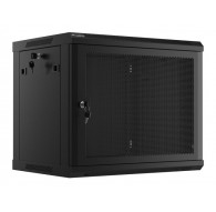 Настенный шкаф-стеллаж 19" 9U 600X450 черный с перфорированной дверью LANBERG (плоская упаковка)