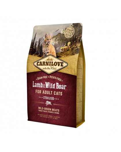 CARNILOVE Cat Sterilised Lamb and wild boar - dry cat food - 2kg