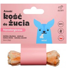 AZANKI Hypoallergenic bone made of deer skin with rabbit and flaxseed MINI – dog treat – 10 cm