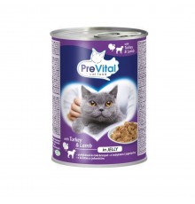 PREVITAL Cat Food with lamb and turkey in jelly - wet food for cats - 415g