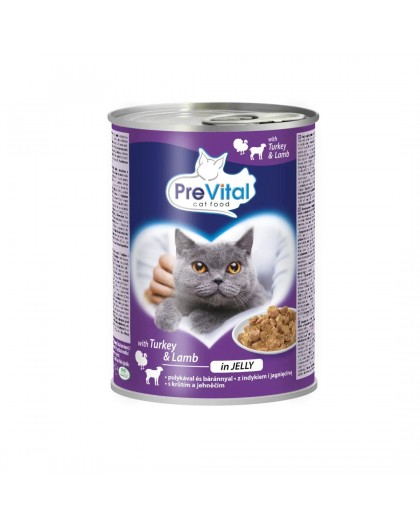 PREVITAL Cat Food with lamb and turkey in jelly - wet food for cats - 415g
