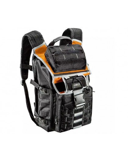 Neo Tools assembler backpack 4 external and 18 internal pockets, adjustable straps