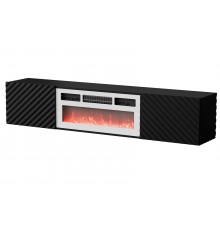 Cama RTV cabinet LARA 183x35x37 black matt + white fireplace