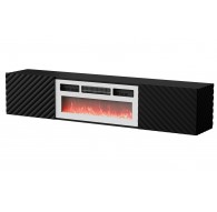 Cama RTV cabinet LARA 183x35x37 black matt + white fireplace