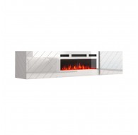 RTV LUXE cabinet 182.6x34.5x37.5 white/gloss white + white mantelpiece