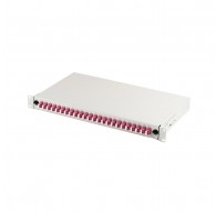FO patch panel avec accessoire 1U de 19'', 24x LC dx, OM4, adaptateurs, extensible, gris