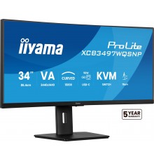 iiyama ProLite 34’’ UWQHD curved monitor with USB-C dock, LAN, KVM switch and 15cm height adjustable stand
