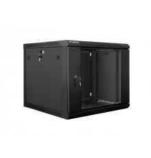 Lanberg wall-mounted installation rack cabinet 19'' 9U 600x600mm black (glass door)