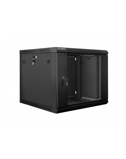 Lanberg wall-mounted installation rack cabinet 19'' 9U 600x600mm black (glass door)