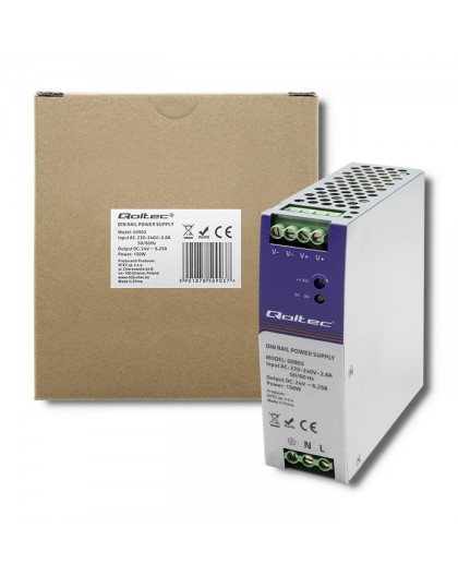 Qoltec Industrial Din Rail Power Supply | 150W | 24V | 6.25A