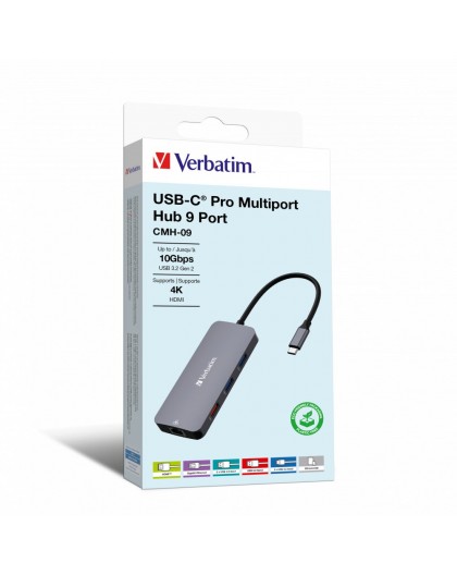 Verbatim CMH-09 USB Type-C 10000 Mbit/s Silver