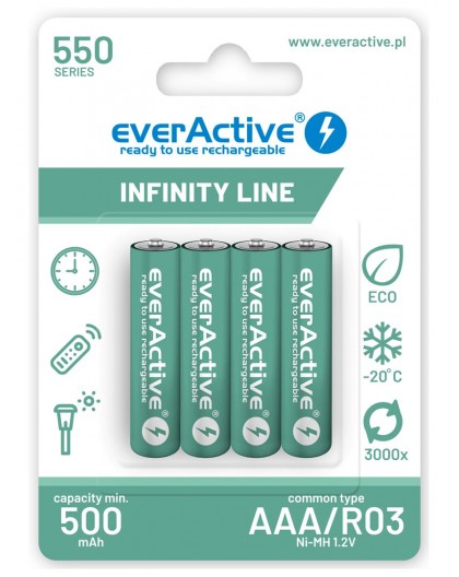 Rechargeable batteries everActive Ni-MH R03 AAA 550 mAh Infinity Line