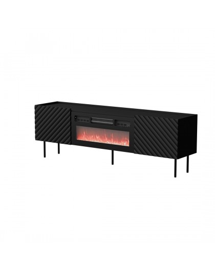 Cama LUCCA TV cabinet 180x40x59 black + black fireplace
