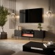 Cama LUCCA TV cabinet 180x40x59 black + black fireplace