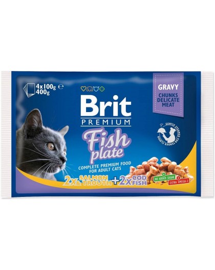 BRIT Premium Kasside Kala Taldrik - märg kassitoit - 4x100g