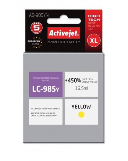 Activejet AB-985YN ink (replacement for Brother LC985Y Supreme 19.5 ml yellow)