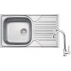 Steel sink with 1-bowl faucet with drainer