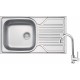 Steel sink with 1-bowl faucet with drainer