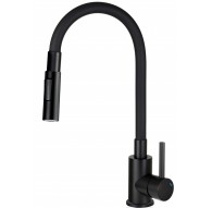 Kitchen faucet with bent spout - 2 types of spray